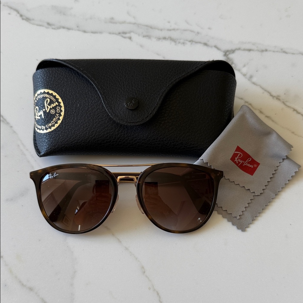 Ray-Ban Tortoise Shell Sunglasses with Black Case